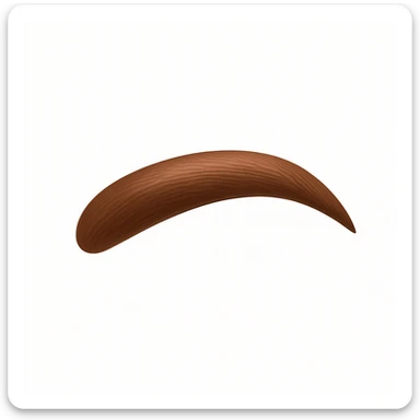 A 3D emoji in iOS emoji aesthetic style of a single human eyebrow, smooth curved shape with natural texture and color, minimal realistic design, glossy Apple-style rendering, clean white background. sticker