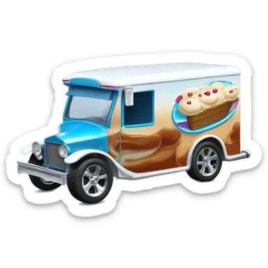 Hot wheels style, ice cream truck from 1912 with wide chrome mag wheels, blue, no ice cream on top of truck sticker