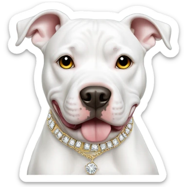 white pitbull with bling necklace and earrings sticker