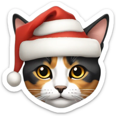 Calico cat Christmas hat sticker