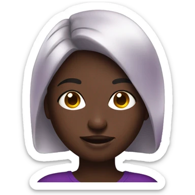 dark skin girl taking selfie with aubergine sticker