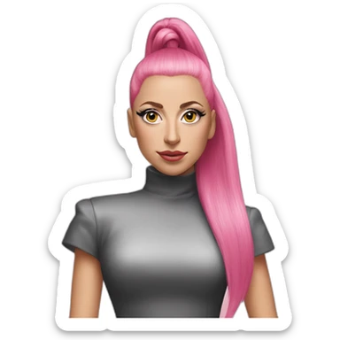 lady gaga with a large pink straight-haired ponytail sticker
