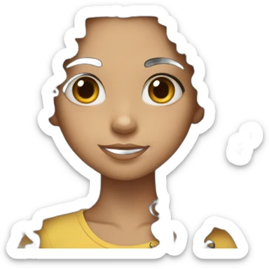 a girl named house with curly long black hair sticker