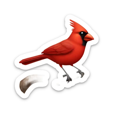 red cardinal standing on a branch sticker