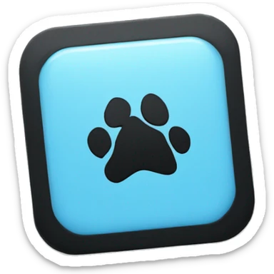 Baby blue square with a black paw print in the middle sticker