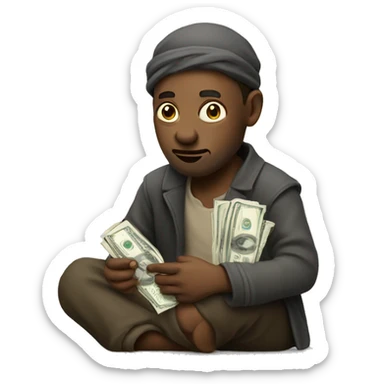 Beggar asking money sticker