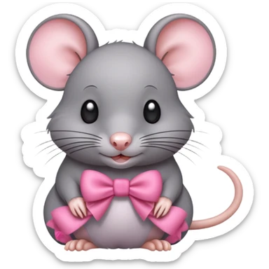 Cute rat with a pink bow sticker