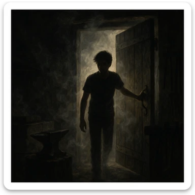 Sartaroshxonaga kirib kelayotgan o'smirin bola u eshikni ochayapti rakurs ichkaridan g'ira shira  sticker