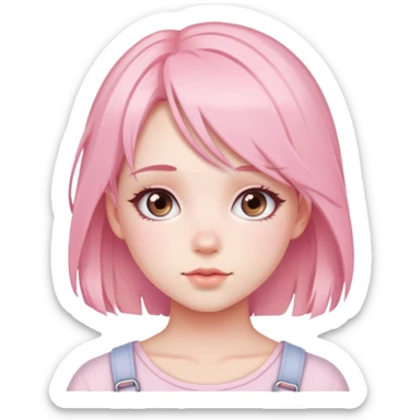 cute soft girl with blush and pastel pink hair sticker