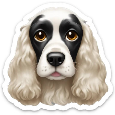 Cocker spaniel with black face and white body a little bit of white on her face l sticker
