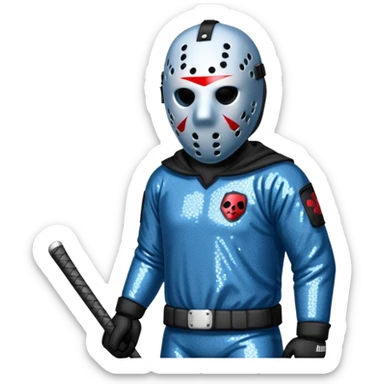Jason Voorhees with blue grey sequin outfit  sticker