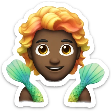 Rainbow male mermaid  sticker
