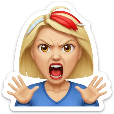 Angry middle aged blonde woman screaming  sticker