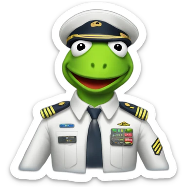 kermit as airline pilot sticker
