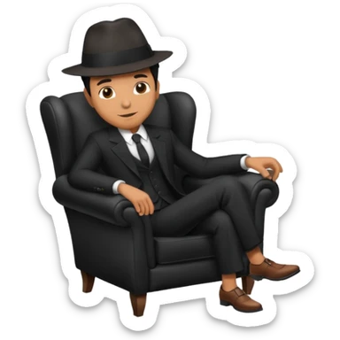 mafia in hat, armchair, black sticker