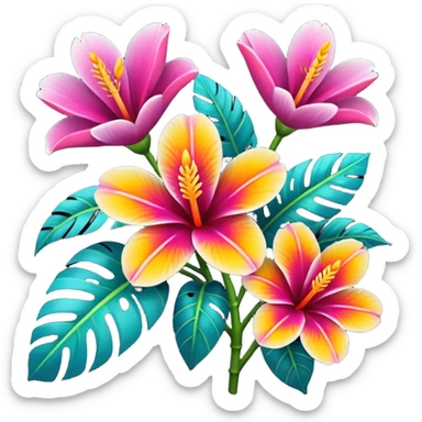 tropical flowers sticker