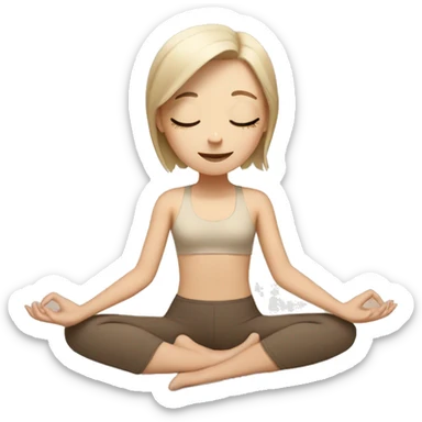 white girl doing yoga in beige tones  sticker