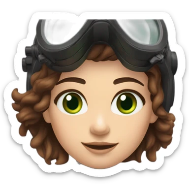 woman with bcd underwater gear green eyes, large and straight brown hair, pink diving underwater black suit gear sticker