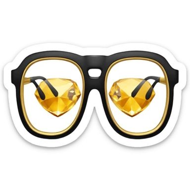 black glasses with a diamond and golden sticker