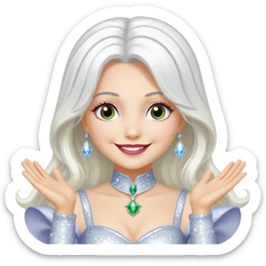 The Good Witch from Oz with long white hair, white sequin outfit sticker