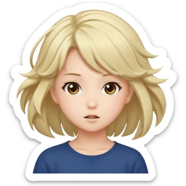 cute anime girl with blowing hair sticker