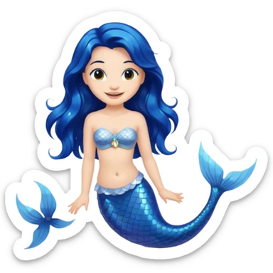 White brunette hair mermaid  sticker