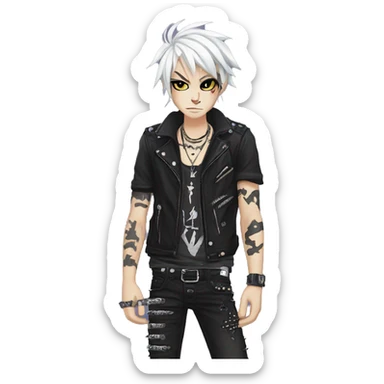 edgy punk rocker vkei anime cat boy sticker