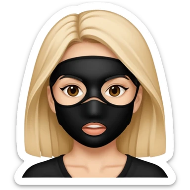 A woman with a face mask that only covers her face sticker