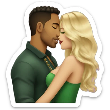 Romeo Santos kiss blond woman with green eyes amd very very very long hair sticker