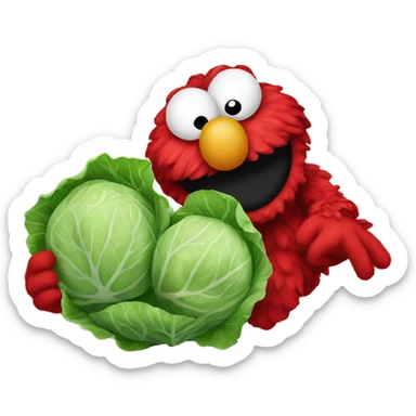 Elmo with cabbage emoji sticker