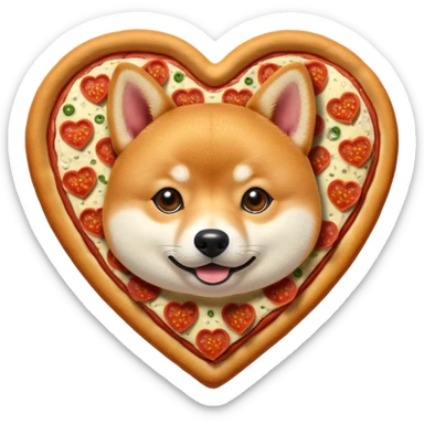 Shiba Jasper heart pizza sticker