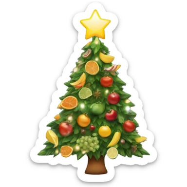 Christmas tree with healthy food on it and lights sticker