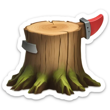 Tree stump with an axe cleaved in  it  sticker