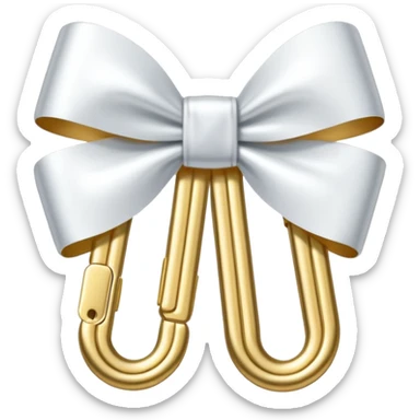 one gold paper clip with a white bow in the middle sticker