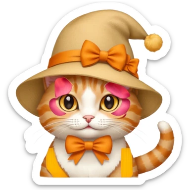 Cat With a Had anda a bow sticker