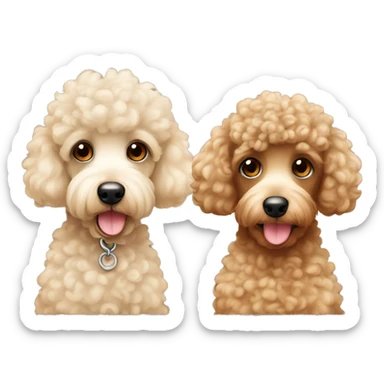 Two curly toy poodles one beige and one tan  sticker