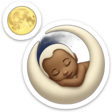 The newborn sleeps on the moon sticker