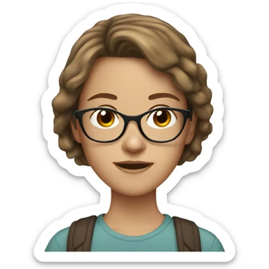 20 year old white girl with brown hair and glasses sticker