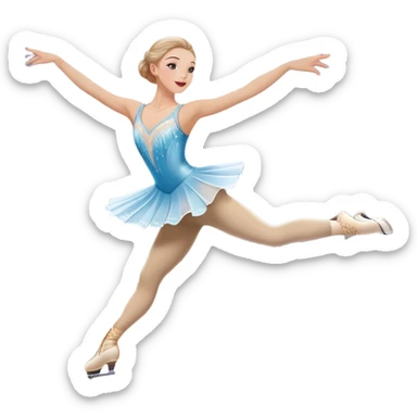An icon featuring a graceful figure skater performing a spin on the ice. The background includes a grand ice rink palace with shining spotlights and cheering spectators in the stands. Transparent background highlights the elegance and artistry of figure skating sticker