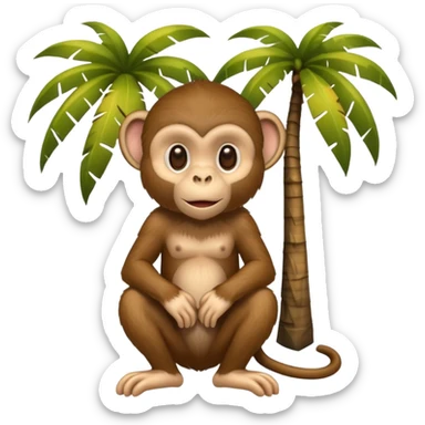 coconut tree with a monkey small sticker