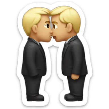 2 men kiss sticker