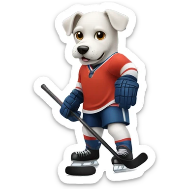 Hockey playing dog sticker