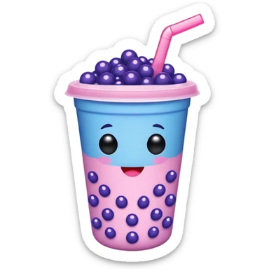 Kawaii boba drink blue pink and purple sticker