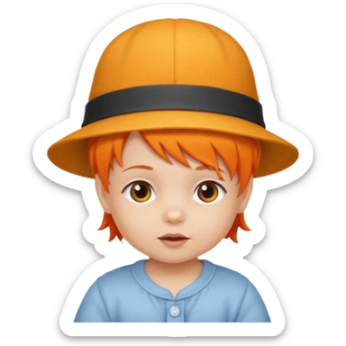 baby with hat orange hair sticker
