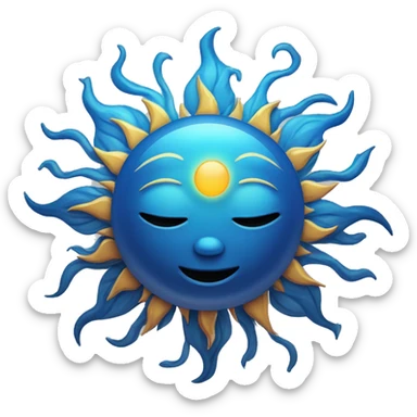 blue heart and sun with closed eyers light smile sun moon evil eye sticker