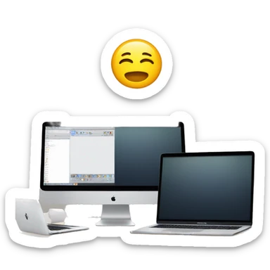 a mac studio, an ipad and an iphone on a desk sticker