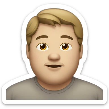 chubby man with dark blond straight hair, brown eyes, thick lower lip sticker