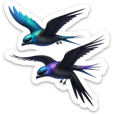 3 Black swallow flying sticker