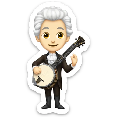 Wolfgang Mozart chibi wig standing young 5-string banjo sticker