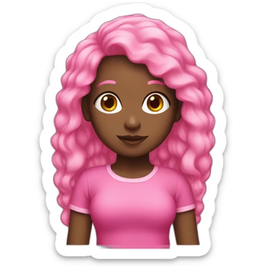 black girl with pink clothes and pink hair sticker
